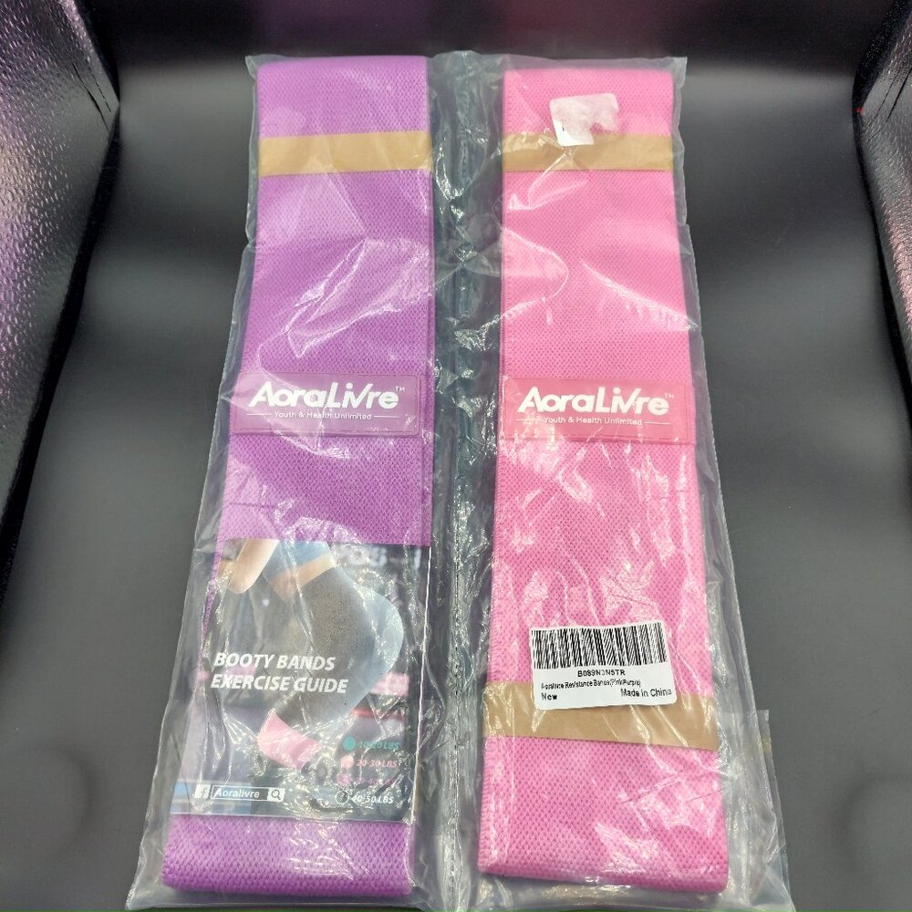 AoraLivre Strength Fabric Booty Bands 2 Pack Set-Workout Program Exercise Guide